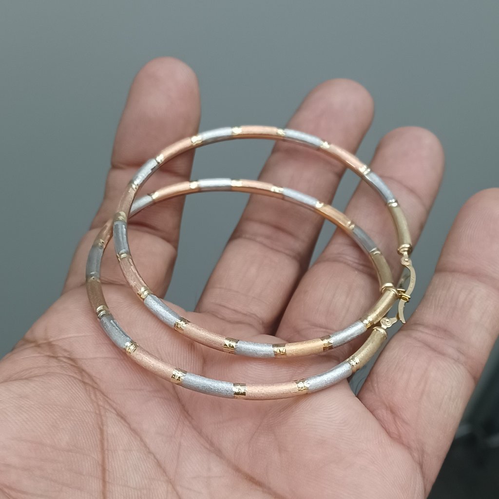 10kt Real Gold Try Colour Hoop Earring For Women 709$